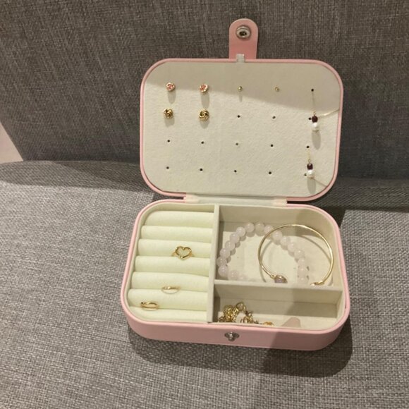 Women Jewelry Box Portable Mini Travel Case Display Storage Holder Boxes PINK - Picture 2 of 6